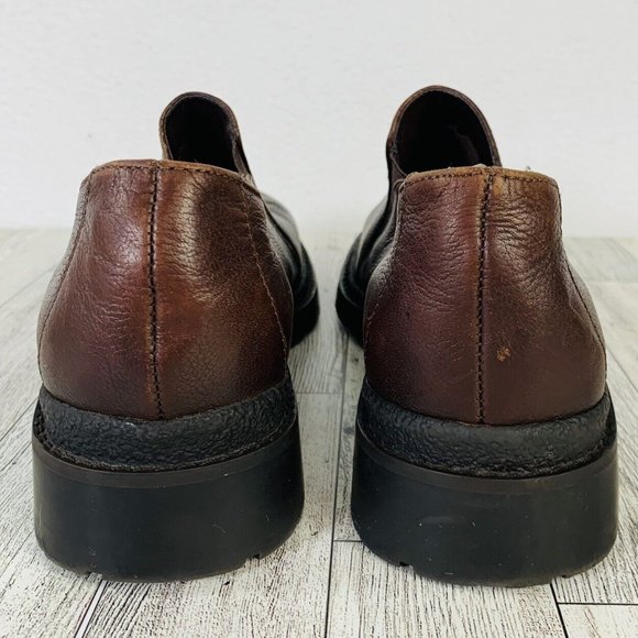 Aerosoles Mule Loafer Size 10 Brown Leather Retro Slip On Shoe Square Toe Chunky - Picture 7 of 13